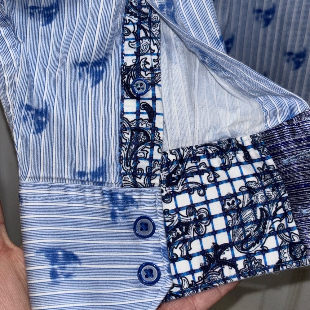 Robert Graham Hockney Cotton Stretch Skull Pinstripe Classic Fit Button Down SZM - Picture 4 of 13